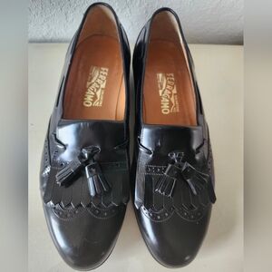 Ferragamo Black Leather Loafers